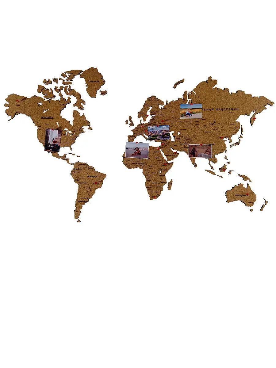 Настенная карта мира из пробки
