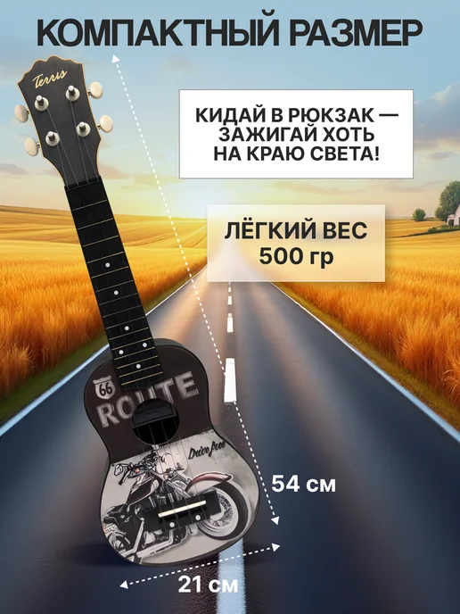 Terris Укулеле сопрано PLUS-70 MOTO, серый, фото 5