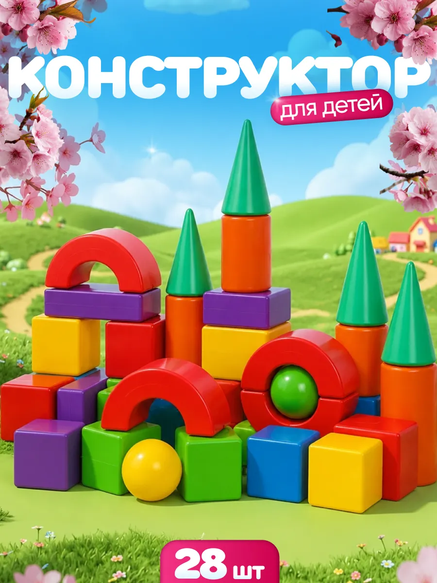 Кубики детские пластмассовые для детей 28 шт