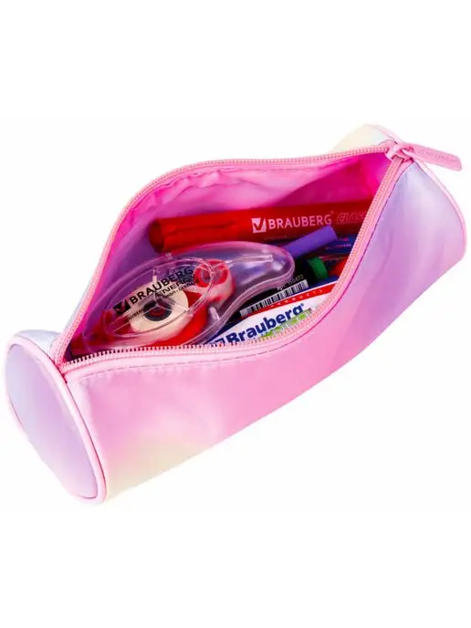 Brauberg Пенал-тубус Soft Touch полиэстер 22х8см, розовый, фото 8