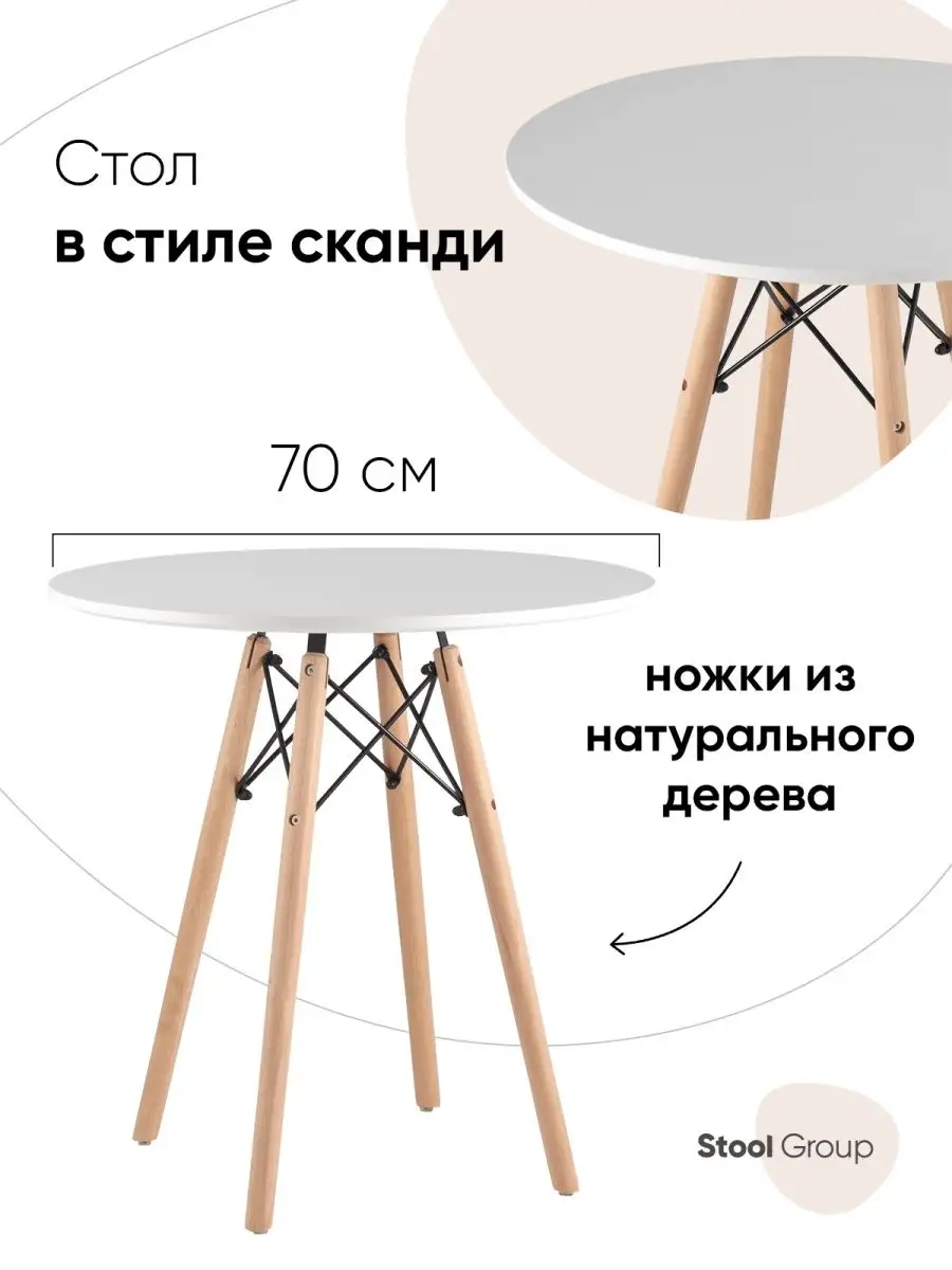 Стол обеденный EAMES диаметр 70 см Стул Груп 12407541 купить в  интернет-магазине Wildberries