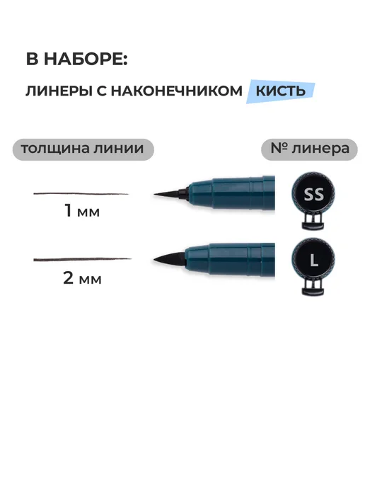 Малевичъ Набор линеров GrafArt, 2 шт, капиллярные ручки-кисть S, L, 2 шт, фото 2