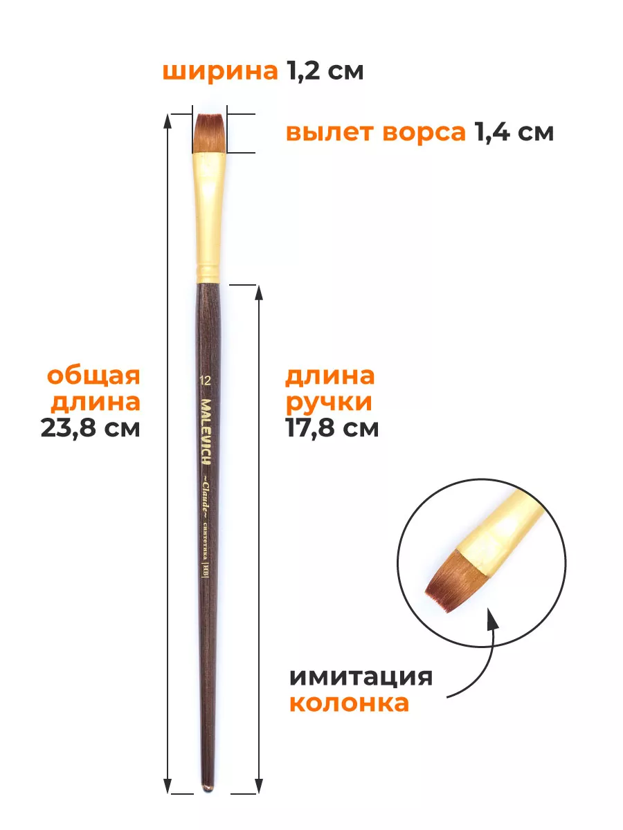 Кисти художественные для рисования 3 шт, синтетика плоская Малевичъ  12419181 купить за 312 ₽ в интернет-магазине Wildberries