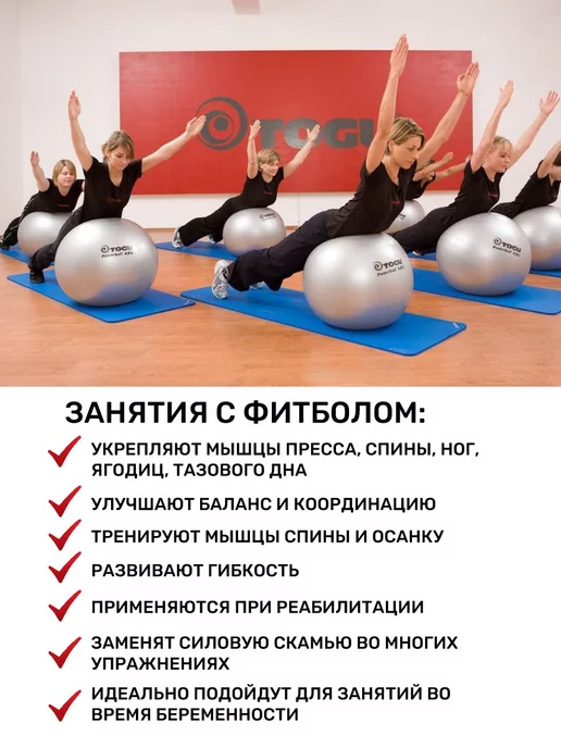 TOGU Фитбол антивзрыв 65 см, серый, фото 4