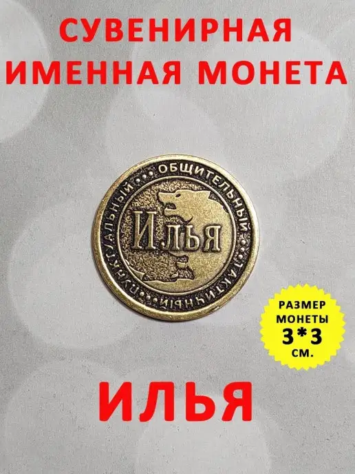 ОптимаБизнес Монета талисман именная сувенир оберег латунь Илья Илюха, вариант, фото 2