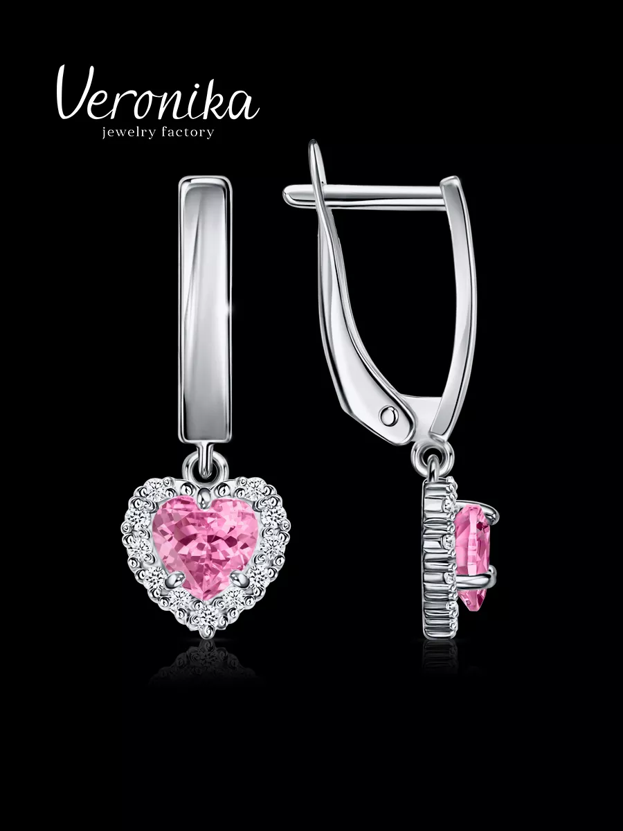 Серьги сердечки серебро 925 Veronika jewelry factory 12461726 купить за 1184 ₽ в интернет-магазине Wildberries