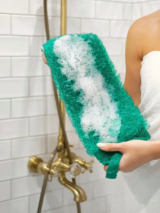 ECO PRICE Мочалка для душа большая XXL для тела с ручками, зеленый, фото 5