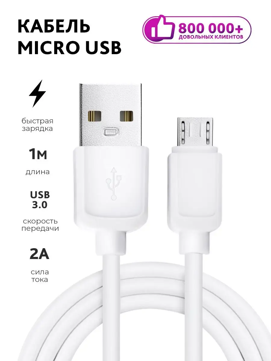 Кабель для зарядки телефона Micro USB микро провод micro 1м RAW POWER  12481647 купить за 126 ₽ в интернет-магазине Wildberries