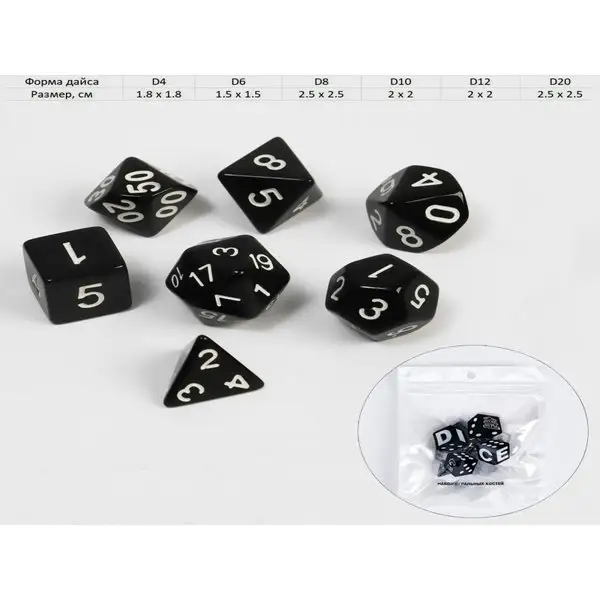 Набор кубиков для D&D (Dungeons and Dragons, ДнД)