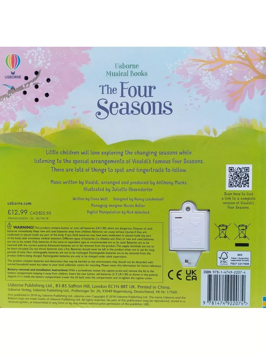 Musical Books The Four Seasons with music by Vivaldi Usborne 12522479  купить в интернет-магазине Wildberries