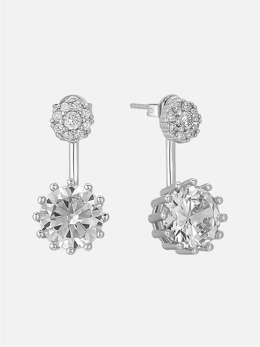 Серьги SHINE & BEAUTY Серьги-гвоздики покрытые серебром с кристаллами Swarovski