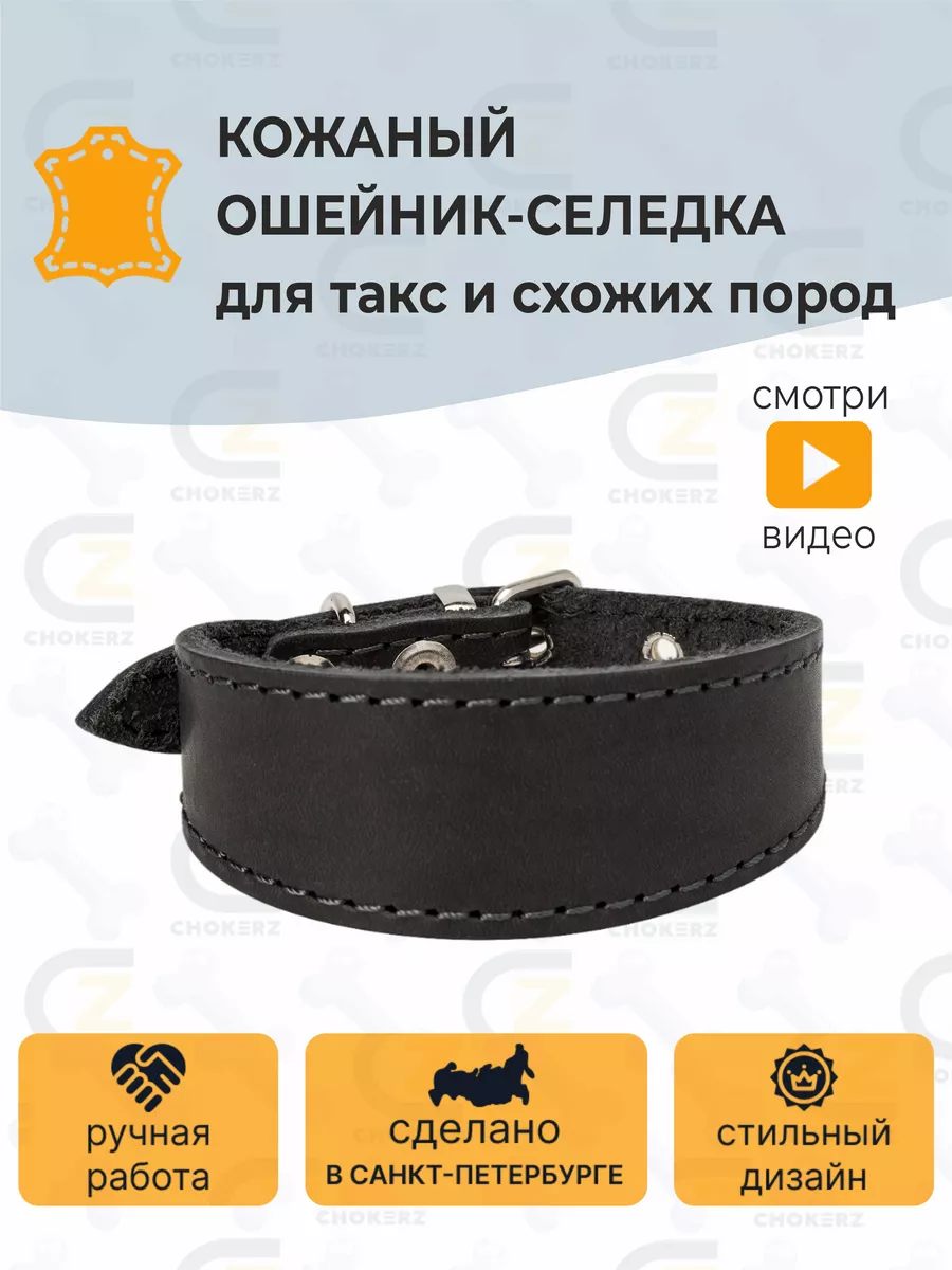 Ошейник-селедка черный кожаный на таксу CHOKERZ 12583639 купить за 798 ₽ в  интернет-магазине Wildberries