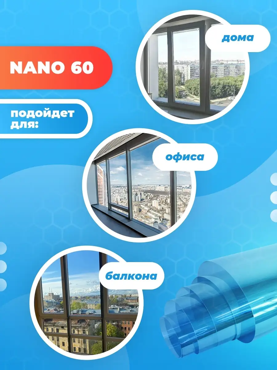 Атермальная тонировка на окно Nano60 -152х75см 3шт Reton Group 12599399  купить за 2 807 ₽ в интернет-магазине Wildberries