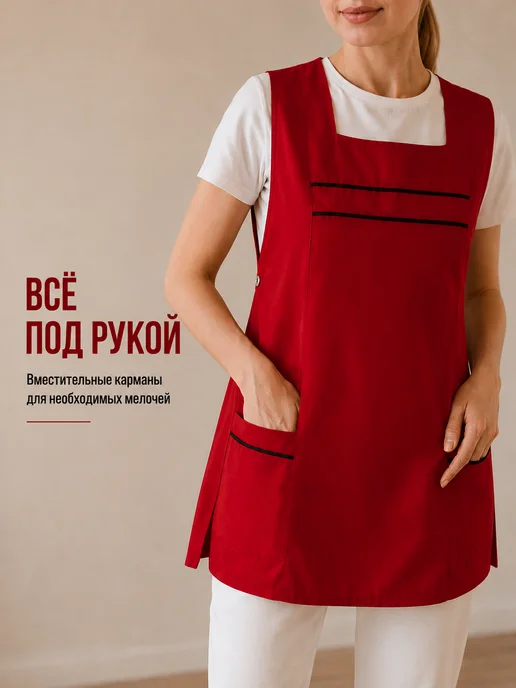Kupifartuk Фартук кухонный рабочий универсальный, красный, фото 3