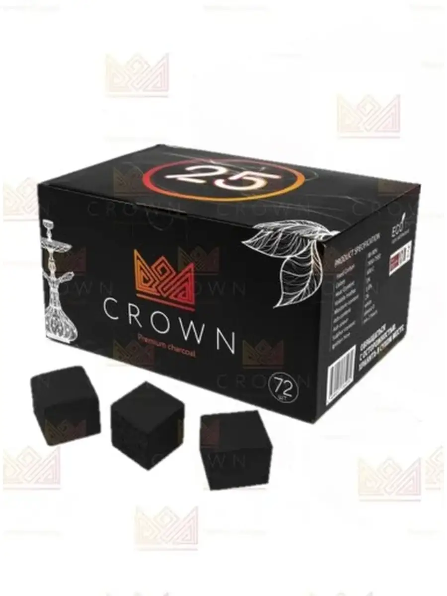 Уголь для кальяна кокосовый CROWN 1 кг, 72 шт., 25мм CROWN 12605349 купить  в интернет-магазине Wildberries