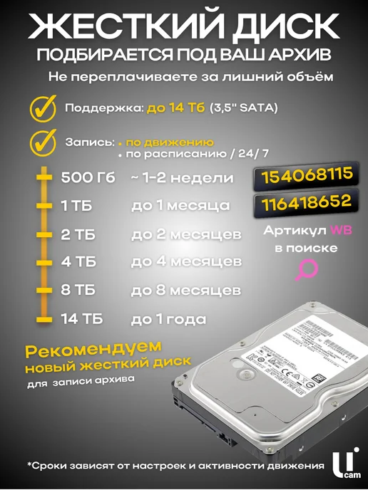 Ucam Система видеонаблюдения 4 проводные камеры FullHd, белый, фото 7