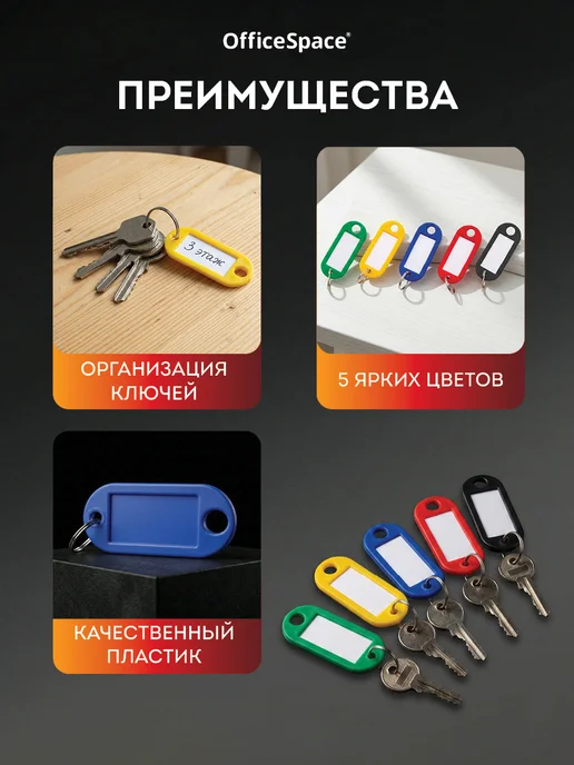 OfficeSpace Бирки для ключей 100шт, 100 шт, фото 4
