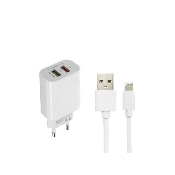 Сетевое зарядное устройство 2USB 2A кабель Lightning
