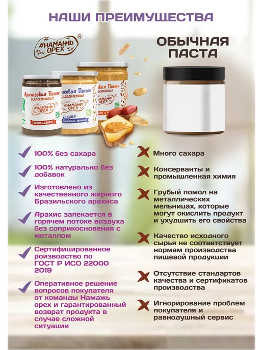 Намажь Орех Шоколадная паста арахисовая без сахара 1000 г, 1000 г, фото 7