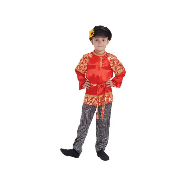 Русский народный костюм для мальчика Хохлома с золотом