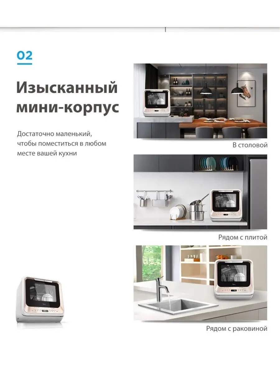 Компактная посудомоечная машина Midea MCFD42900 MINI Midea 12644036 купить  в интернет-магазине Wildberries