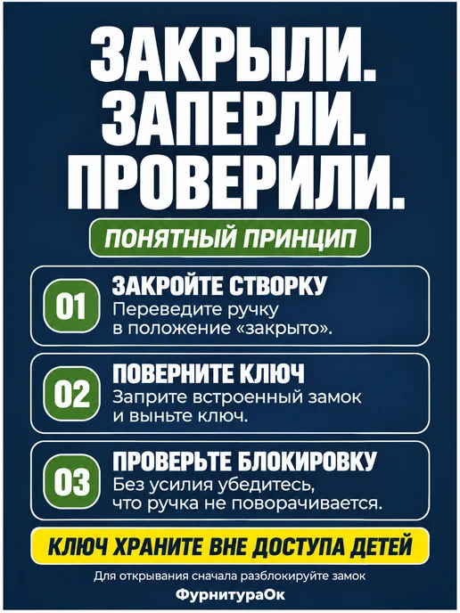 ФурнитураОк Ручка для пластиковых окон и дверей с замком, вариант, фото 7