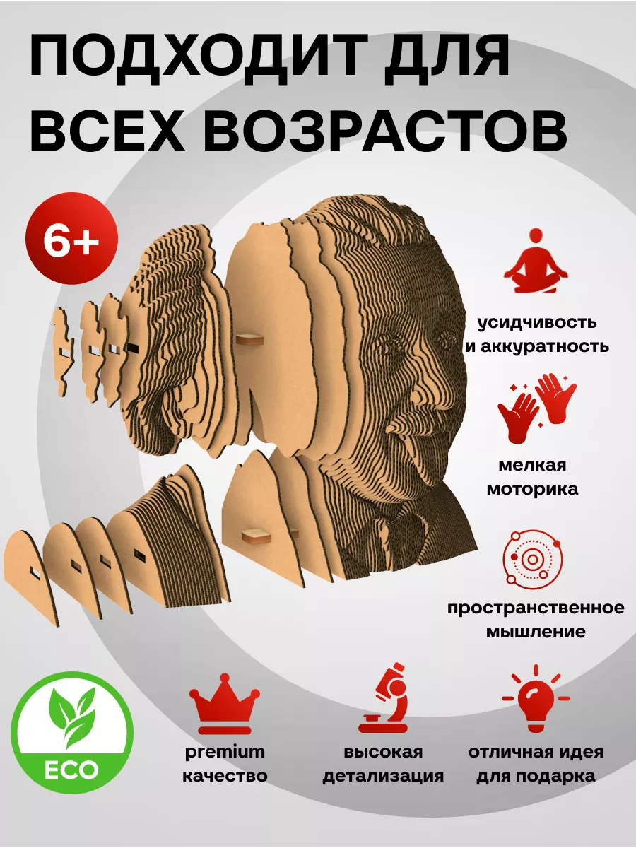 3D Конструктор - скульптура Эйнштейн 5CULT 12655524 купить за 1 725 ₽ в  интернет-магазине Wildberries