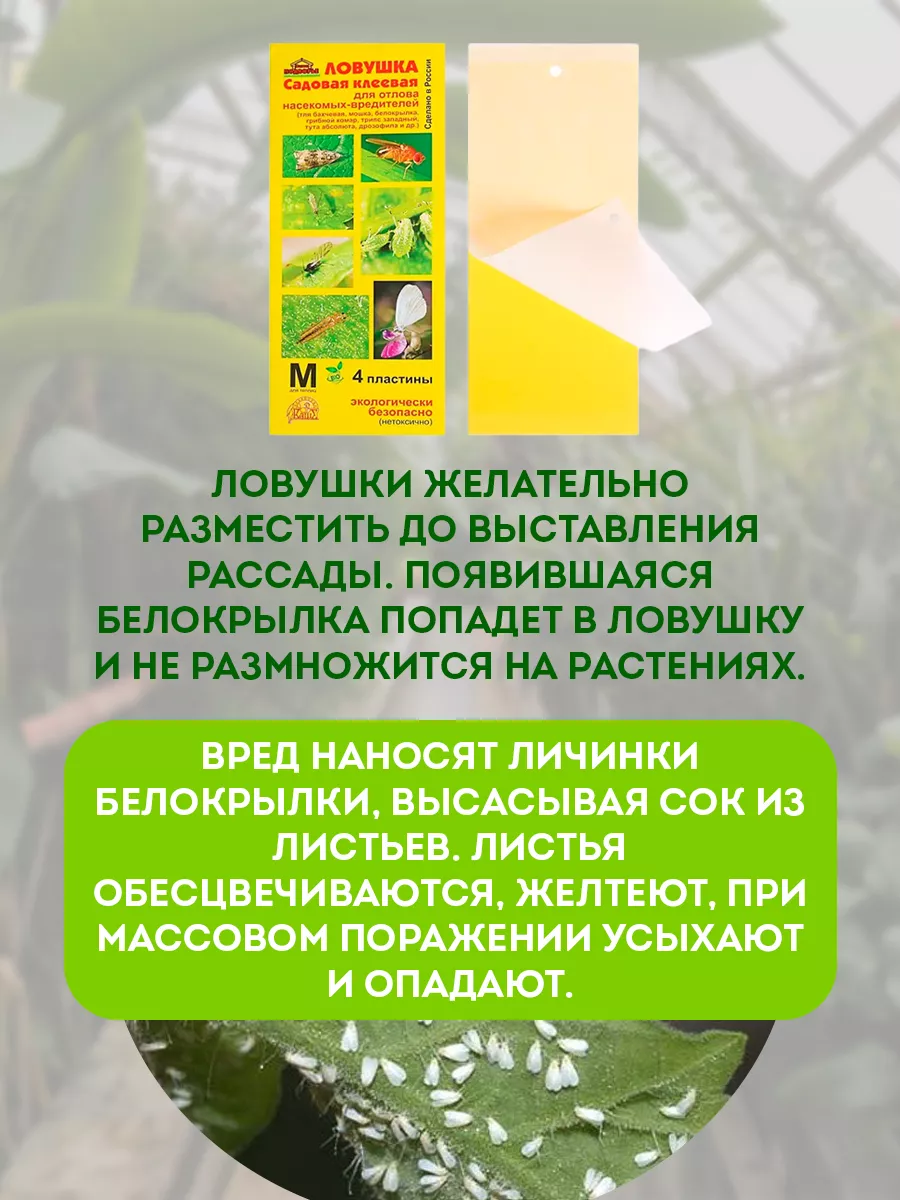 Ловушка клеевая для отлова белокрылки от вредителей сада 4шт Ваше хозяйство  12680365 купить за 227 ₽ в интернет-магазине Wildberries