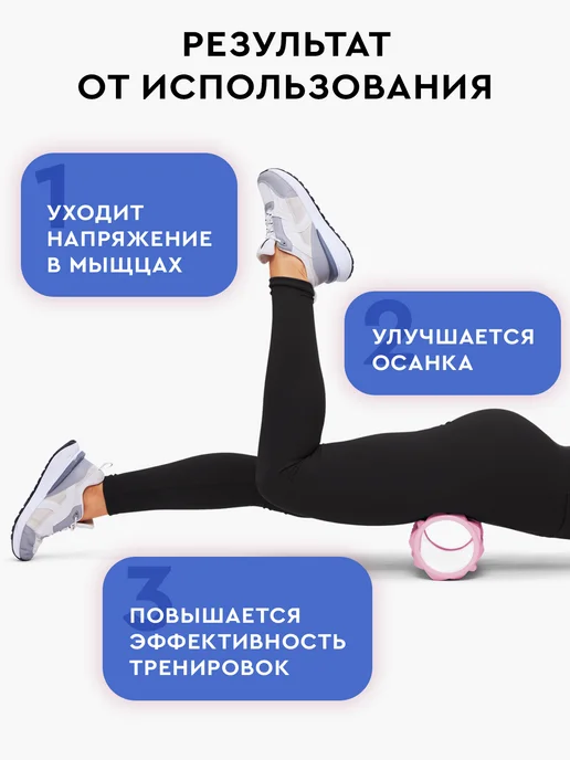 Dare To Dream Набор массажный ролик +мяч роллер 45 см МФР для спины и тела, розовый, фото 2