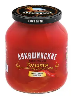 Томаты в собственном соку с перцем 670г Лукашинские 12709715 купить за 234 ₽ в интернет-магазине Wildberries