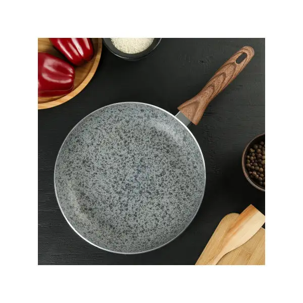 Сковорода Mountain Grey, антипригарное гранитное покрытие, ручка soft-touch, индукционное дно