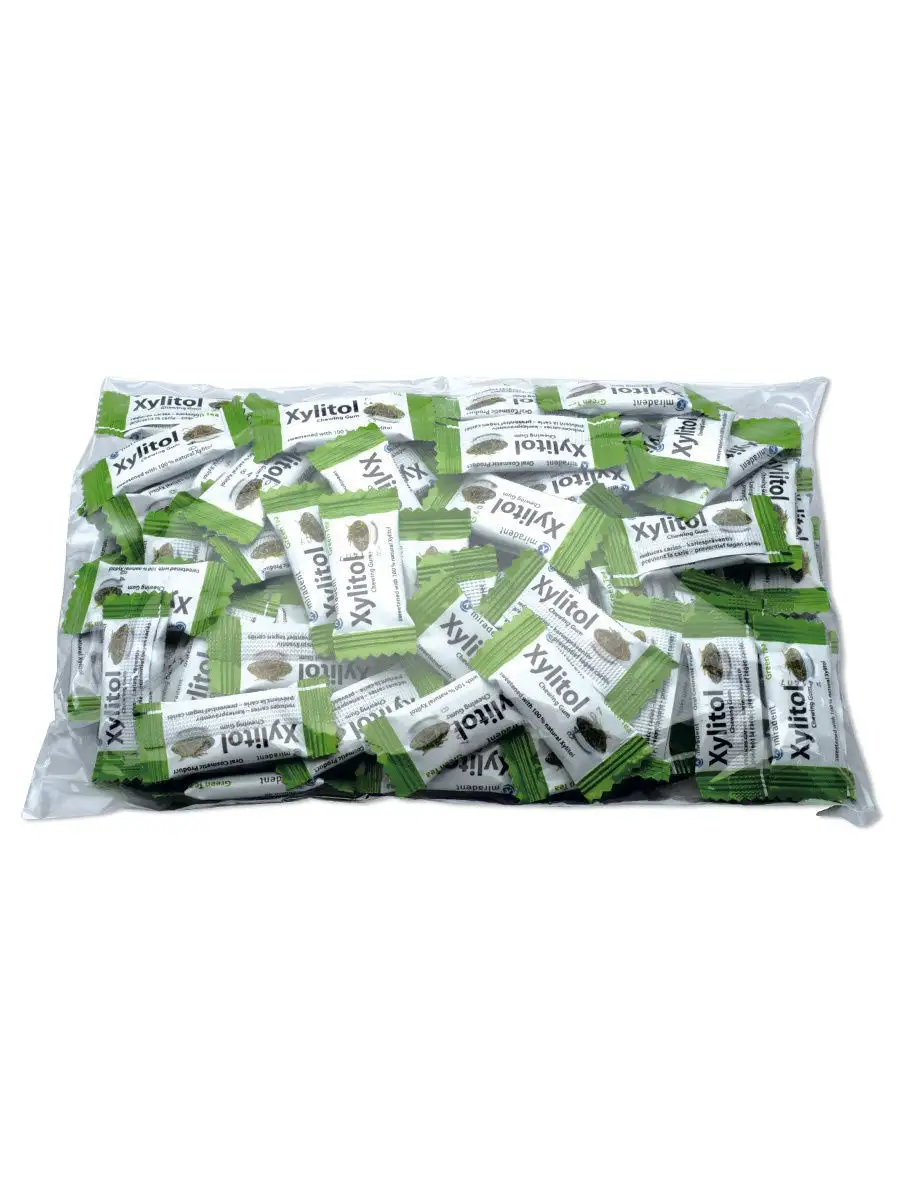 Xylitol Chewing Gum Green Tea жевательная резинка с ксилитом со вкусом  зеленого чая 200 шт miradent 12726967 купить в интернет-магазине Wildberries