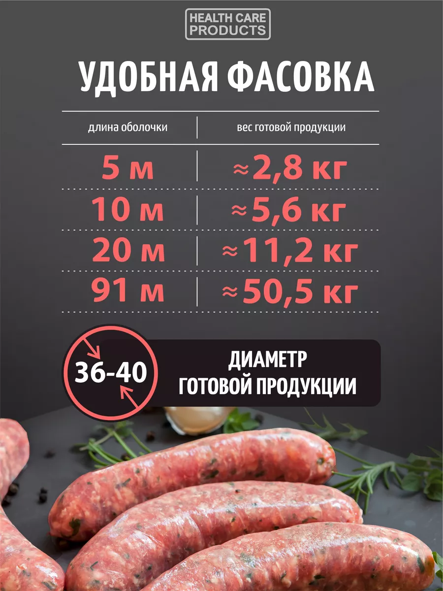 Свиная черева 36-40 мм, 20 метров (натуральная оболочка) HEALTH CARE  PRODUCTS 12738766 купить за 464 ₽ в интернет-магазине Wildberries