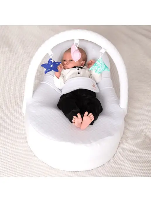 FARLA Кокон для новорожденных с дугой Baby Shell Toys, белый, фото 3