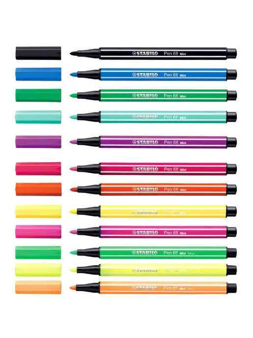 STABILO Мини-фломастеры Pen 68 Mini, 12 цветов в футляре-лампочке, 12 цв., в упаковке 90 г, фото 6