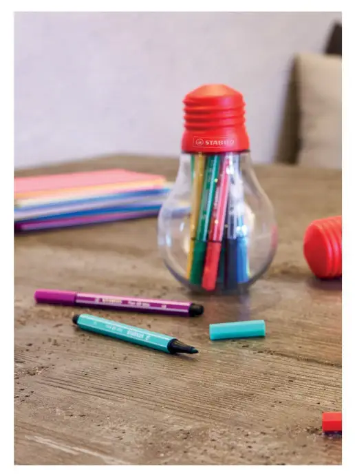 STABILO Мини-фломастеры Pen 68 Mini, 12 цветов в футляре-лампочке, 12 цв., в упаковке 90 г, фото 7