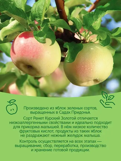 Сады Придонья Пюре яблочное 125г, с 4 мес (18шт), 80 г, 12 шт, фото 4