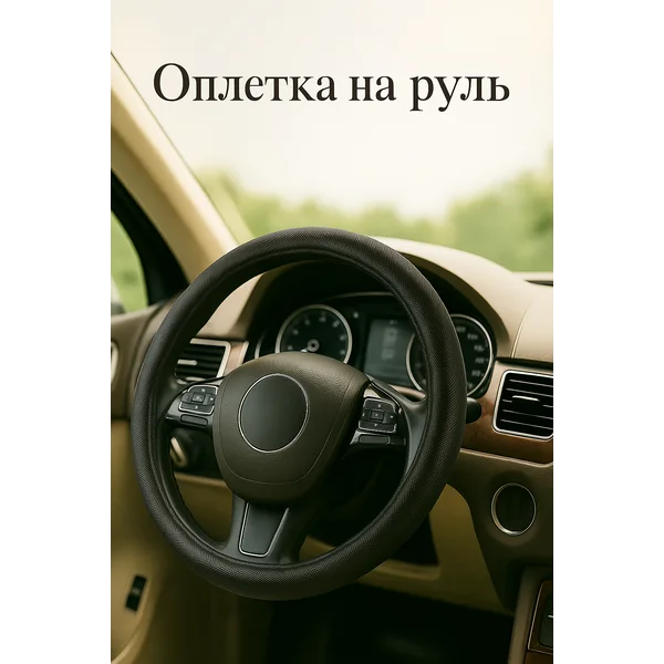 Оплётка на руль авто TORSO полиуретан 38см черная