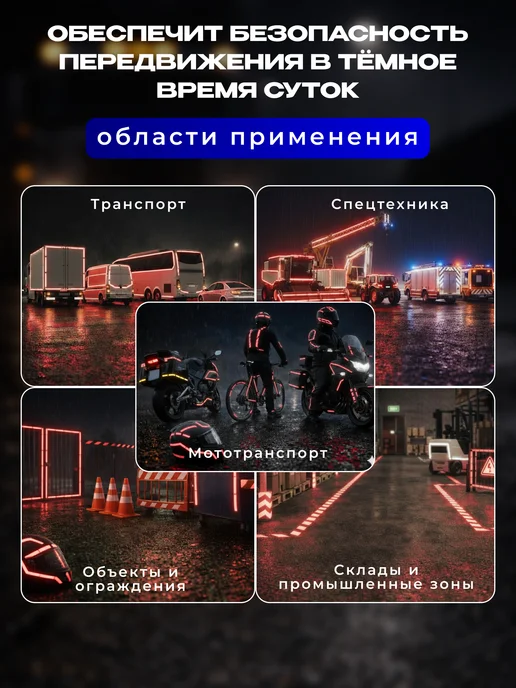 Светоотражающая лента самоклеящаяся красная 5 см х 3 м, красный, фото 2