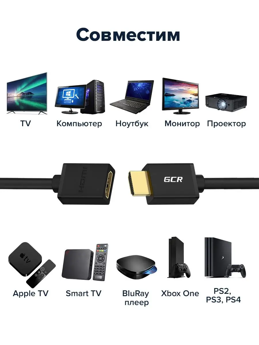 Удлинитель v2.0 HDMI для Smart TV PS4 GCR 12792544 купить за 1 641 ₽ в  интернет-магазине Wildberries