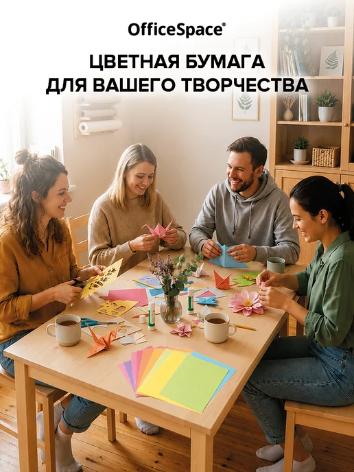 OfficeSpace Цветная бумага пастельная для принтера и школы А4 100 листов, голубой, фото 6