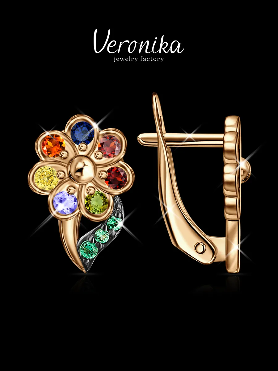 Серьги серебро 925 цветик семицветик Veronika jewelry factory 12843497  купить за 1 061 ₽ в интернет-магазине Wildberries