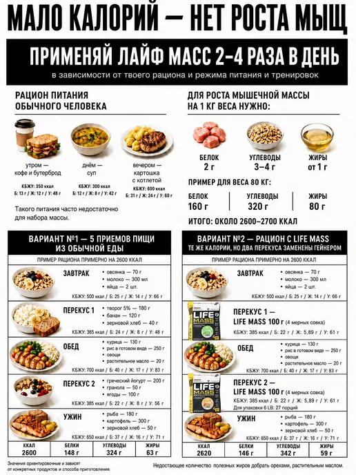 Life Protein Гейнер для быстрого набора массы, Малина 2,7кг, 2,7 кг, фото 6