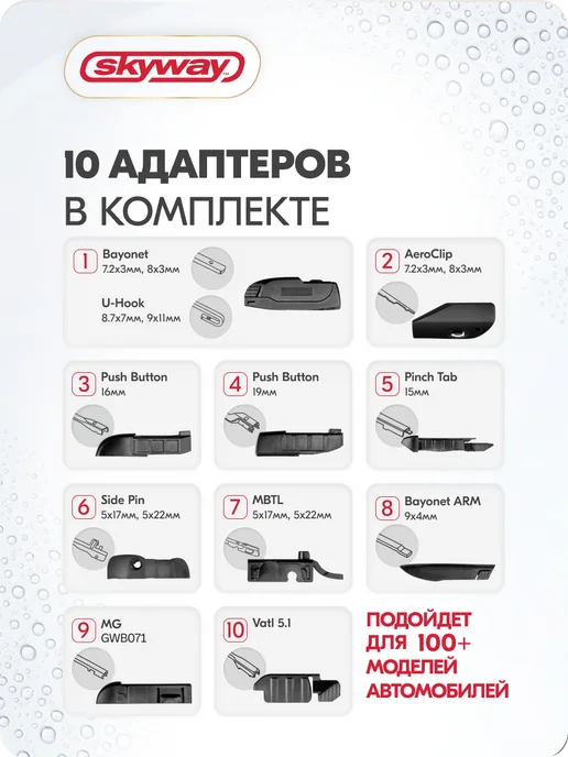 SKYWAY Щетка стеклоочистителя 650 мм бескаркасная Aqua Blade, 500, фото 20