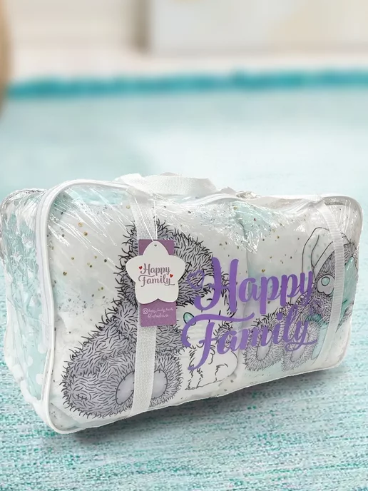 Happy Family Studio Комплект бортики в кроватку для новорожденных Мишка Мятный, белый, фото 4