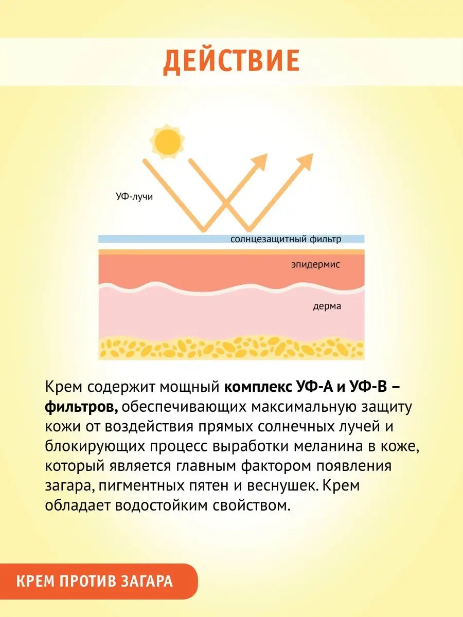 Крем солнцезащитный, отбеливающий SPF-45+ 100 мл ПРОТИВ ЗАГАРА 12880608  купить в интернет-магазине Wildberries