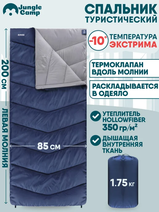 Jungle Camp Спальный мешок туристический, спальник летний, легкий теплый, синий