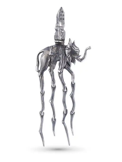 TH!NG JEWELRY Брошь серебряная с чернением Surreal Elephant, черный
