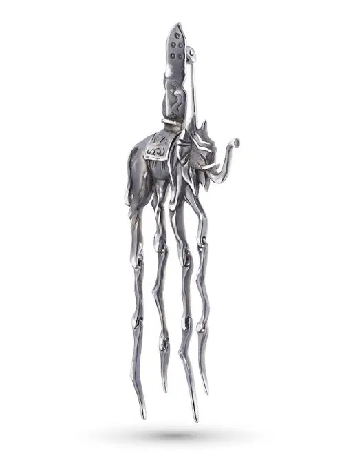 TH!NG JEWELRY Брошь серебряная с чернением Surreal Elephant, черный, фото 2