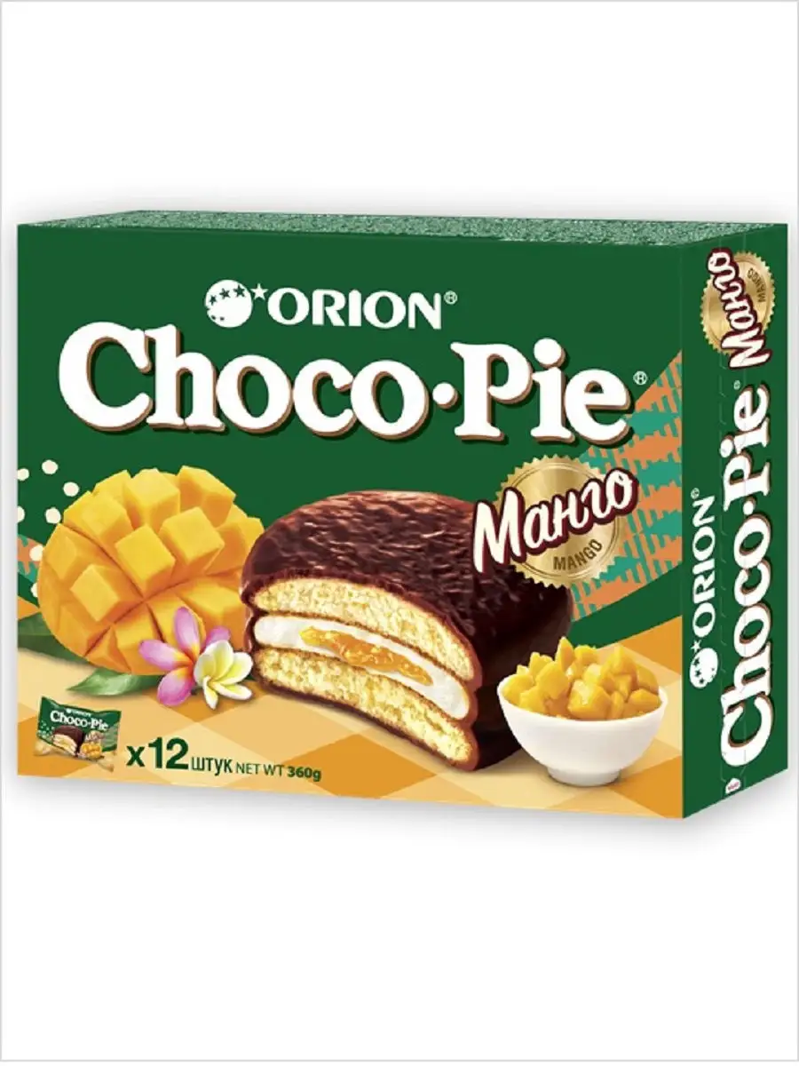 Пирожное Choco Pie MANGO (Чоко пай Манго) 360 гр ОРИОН Group 12894603  купить за 177 ₽ в интернет-магазине Wildberries